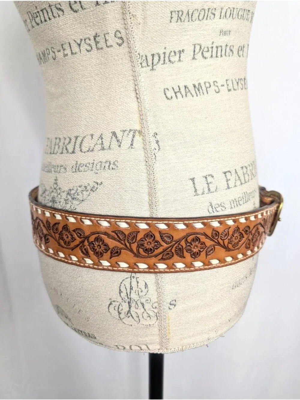 Vintage 90s Richard Western Belt 38 Large Leather Tooled